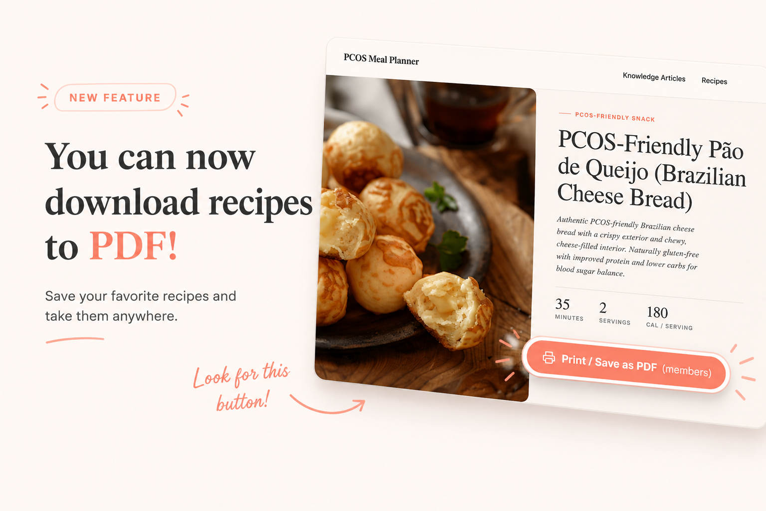 Save any recipe as a clean, printable PDF