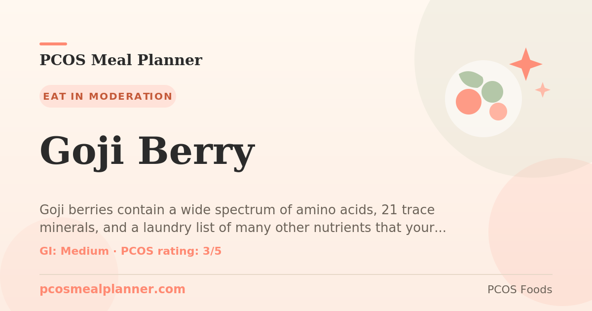 Can I eat Goji Berry with PCOS? Yes, PCOS-friendly