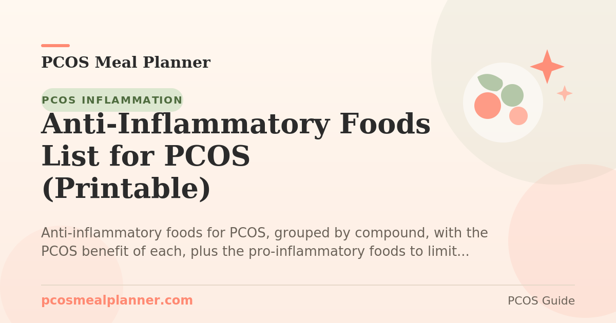 Anti-Inflammatory Foods List for PCOS (Printable) - PCOS Meal Planner Guide