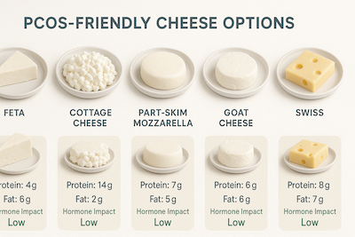Best cheese options for PCOS shown with nutrition data