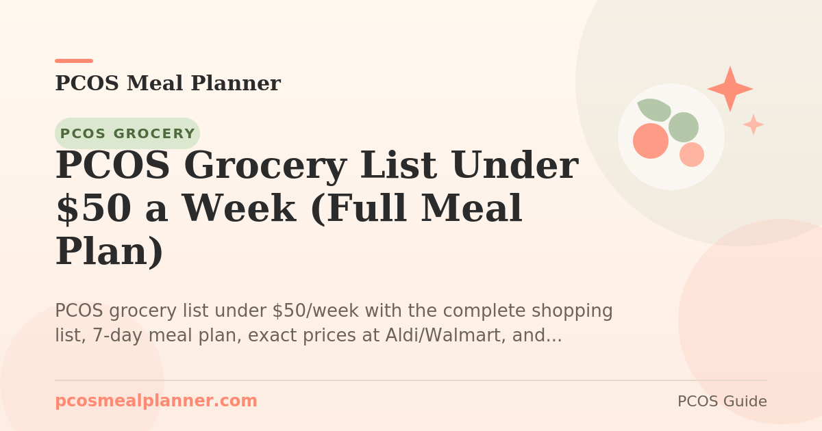 PCOS Grocery List Under $50 a Week (Full Meal Plan) - PCOS Meal Planner Guide