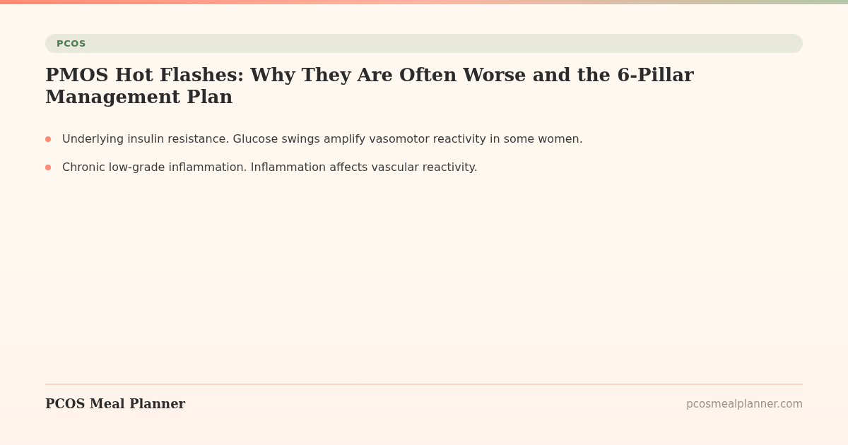 PMOS Hot Flashes: Why They Are Often Worse and the 6-Pillar Management Plan - PCOS Meal Planner Guide