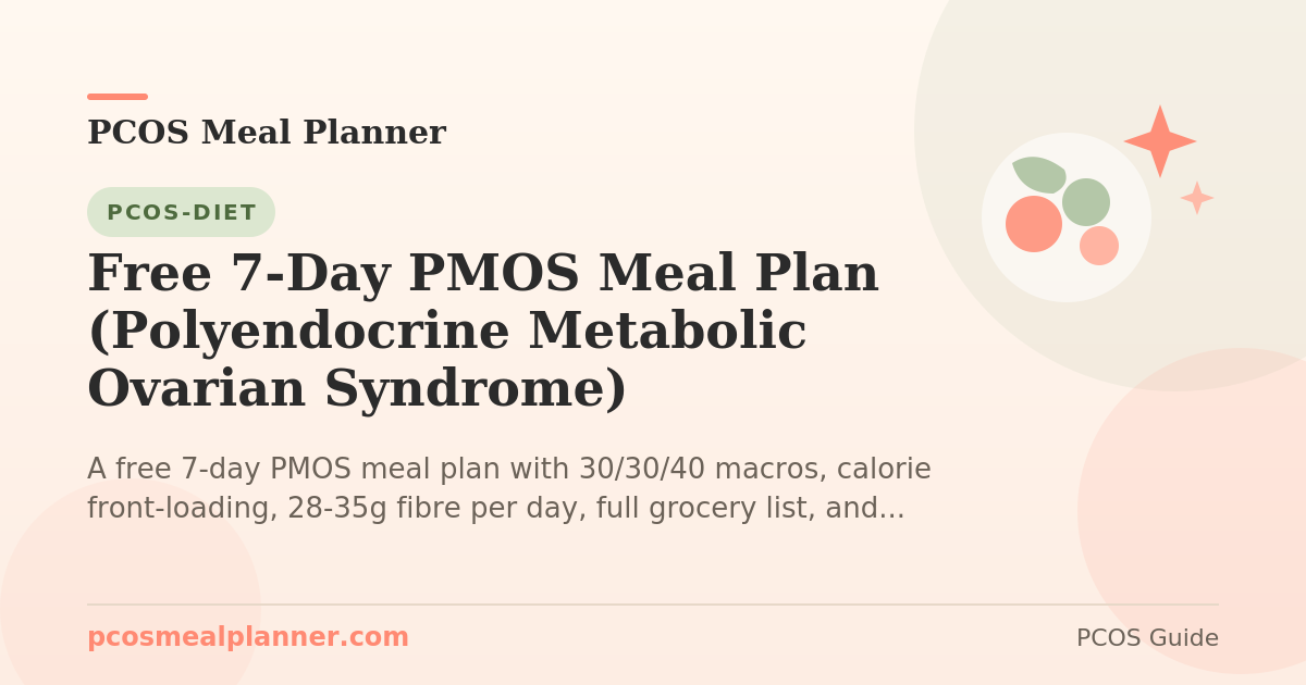Free 7-Day PMOS Meal Plan (Polyendocrine Metabolic Ovarian Syndrome) - PCOS Meal Planner Guide