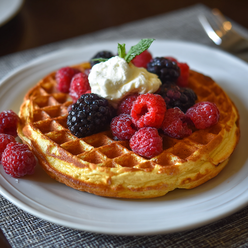 Belgian Waffle Style PCOS Friendly Yeasted Protein Pancakes