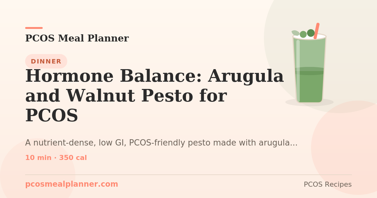Hormone Balance: Arugula and Walnut Pesto for PCOS | PCOS Meal Planner